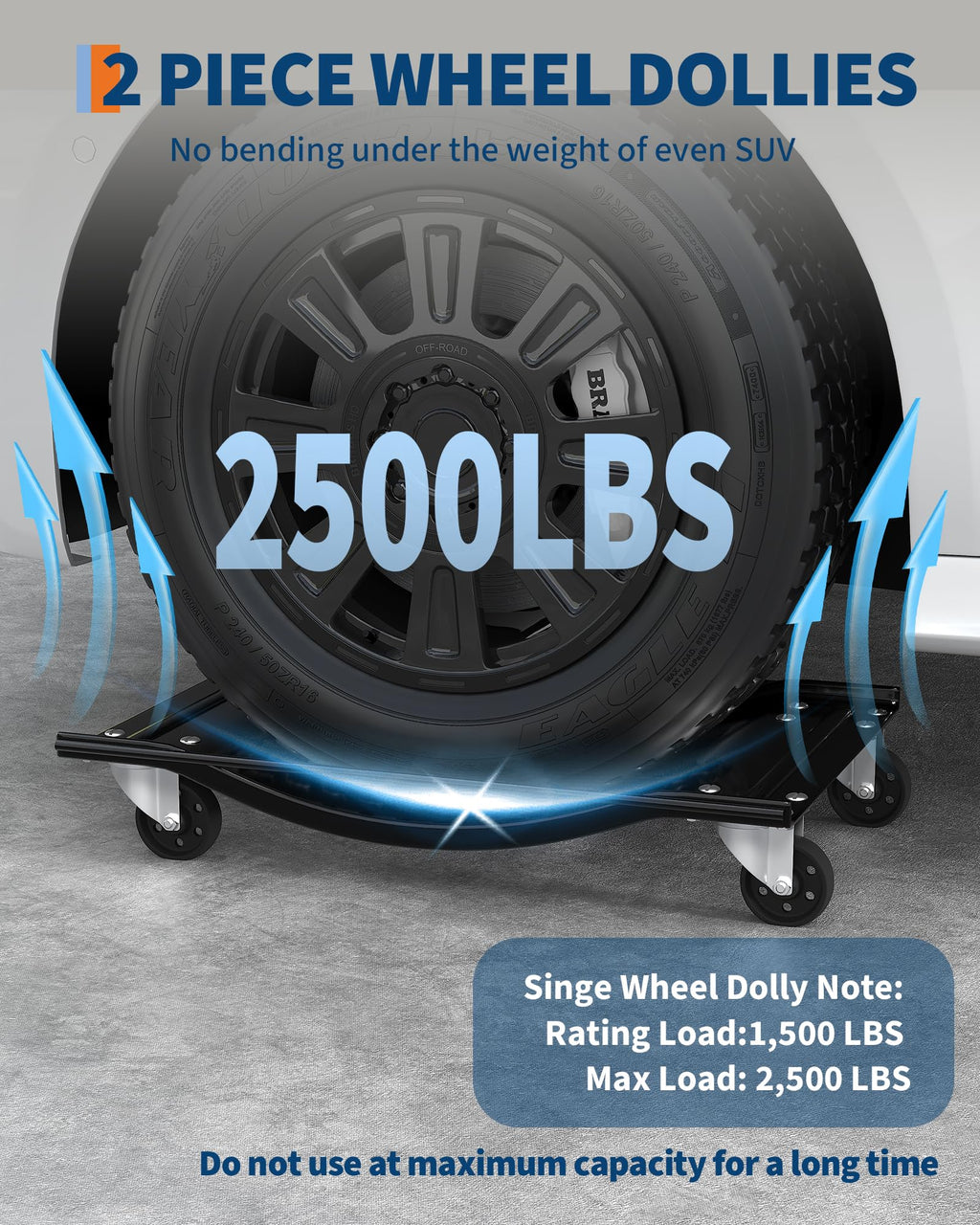 Garvee Car Dolly Set of 2, Heavy Duty Wheel Dollies 5000 lbs Capacity, 23.8"x14.4", for Moving Cars & Trucks, Black