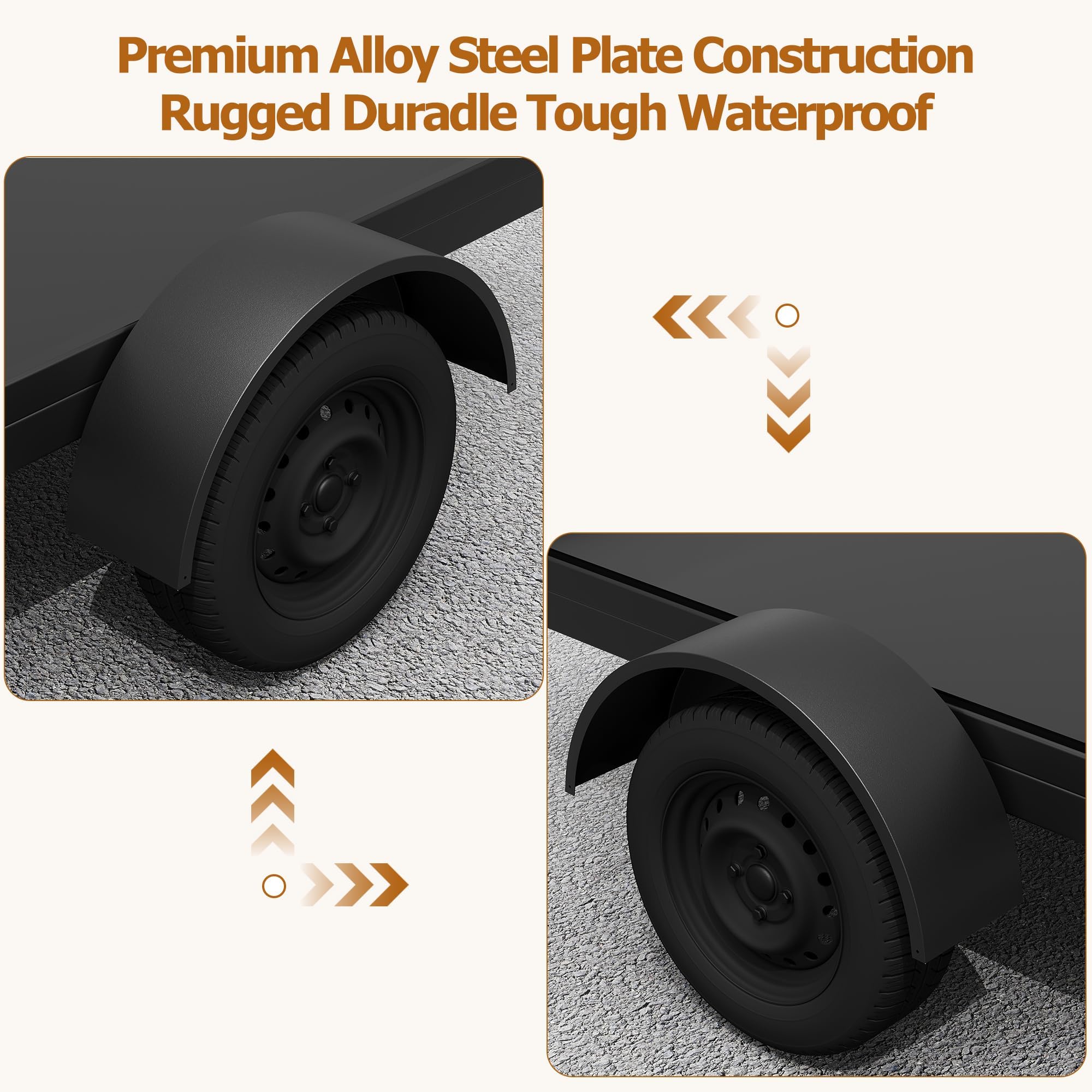Garvee 2-Pack Trailer Fenders - Single Axle Compatible with 14-16 Inch Wheels, Durable Steel Construction, 32"x9"x15" for Utility and Landscape Trailers, Black