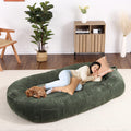 Garvee Dog Bed for Adult, Human Size Giant Dog Bed for Men and Women, 71”x48”x14” Human Dog Lazy Sofa Bed for People and Pets, Washable Strip Flannel Nap Bed Adult Oval, Human-Sized Dog Bed,Dark Green