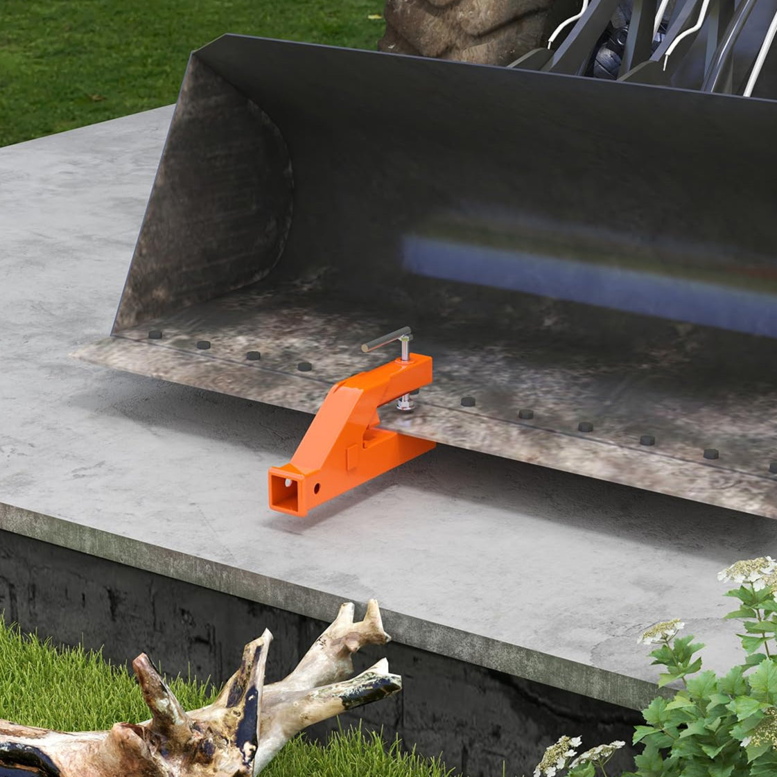 Garvee 2 Inch Clamp-On Trailer Hitch Receiver for Tractor Bucket Adapter