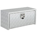 Garvee 30"x 14"x16" Heavy Duty Aluminum Tool Underbody Box Waterproof Truck Storage Organizer Chest for Pick Up Truck Bed RV Trailer, Silver