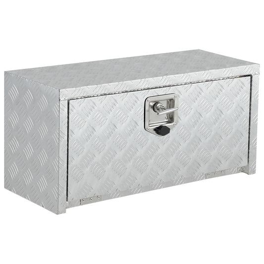 Garvee 30"x 14"x16" Heavy Duty Aluminum Tool Underbody Box Waterproof Truck Storage Organizer Chest for Pick Up Truck Bed RV Trailer, Silver