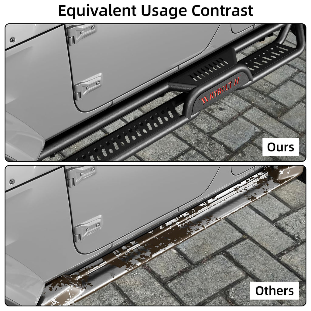 Garvee Running Boards 6.5 Inches with Two Stairs Design Compatible with 2015-2024 Ford F-150 SuperCrew Cab (4 Full-Size Doors), 2017-2024 Ford F-250 F-350 Super Duty Crew Cab, Bolt-on Side Steps
