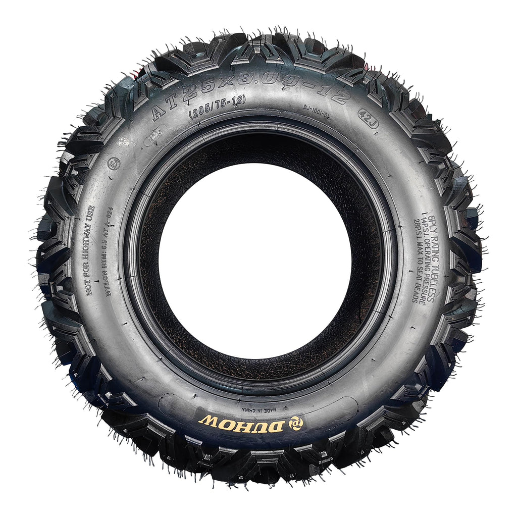 Garvee 25x8-12 ATV/UTV Tire 6PR All-Terrain Tires 1PCS Tubeless, ATV Tire, Heavy Duty for Trail/Mud/Rock, Black