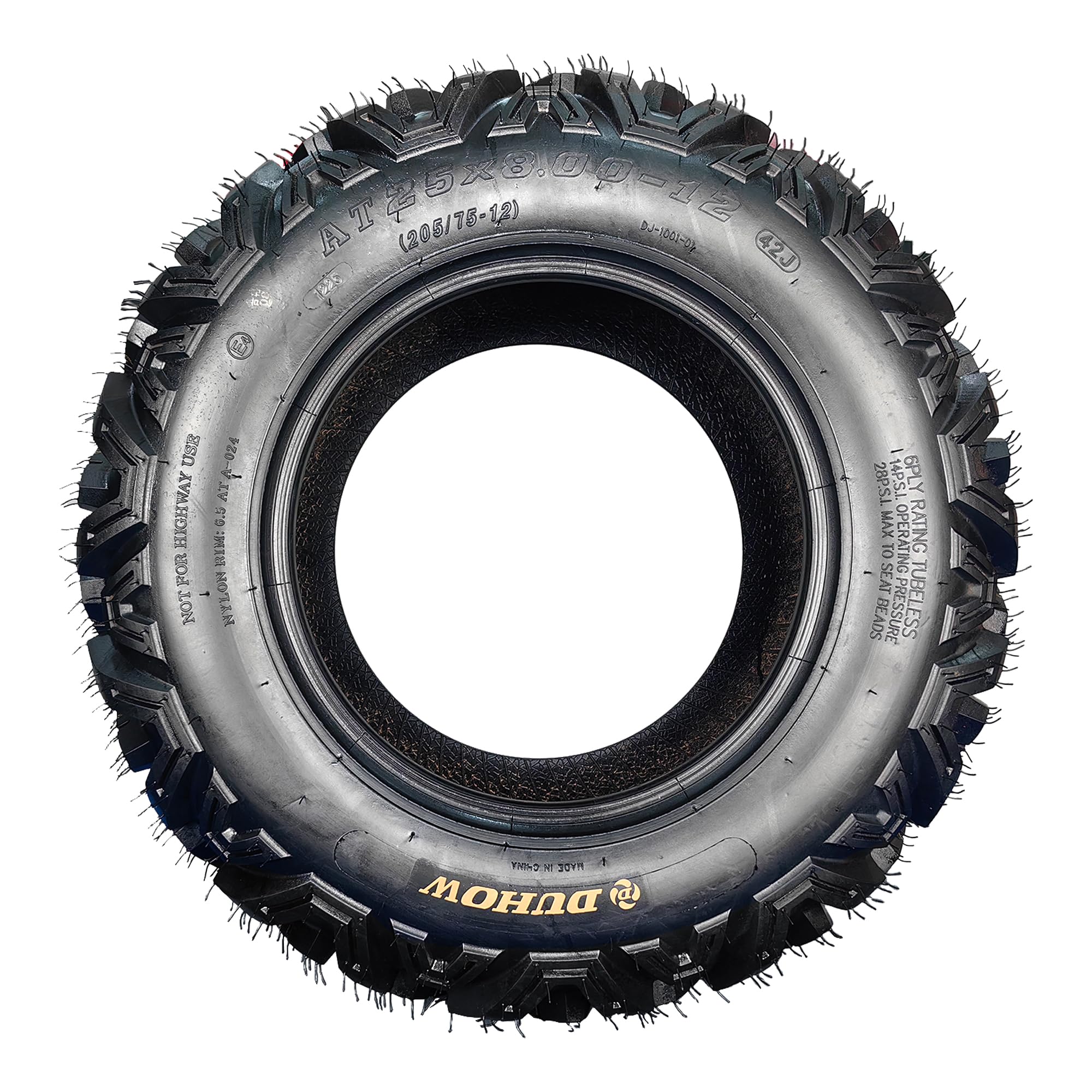 Garvee 25x8-12 ATV/UTV Tire 6PR All-Terrain Tires 1PCS Tubeless, ATV Tire, Heavy Duty for Trail/Mud/Rock, Black