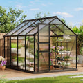 Garvee 8×6FT Aluminum Frame Greenhouse with Polycarbonate Panels, Lockable Door, Adjustable Roof Vent, Side Gutter, Backyard Garden Use