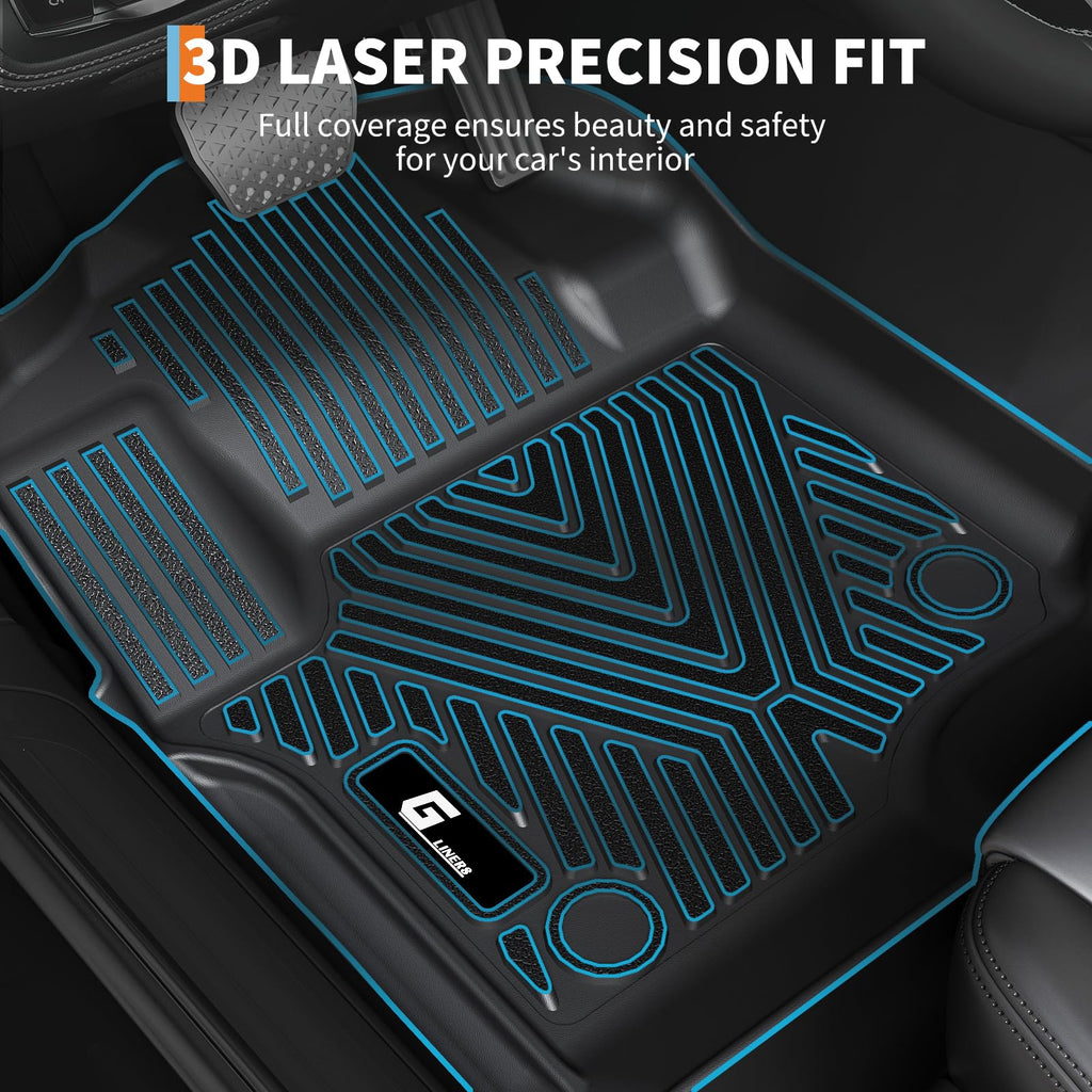 Garvee Floor Mats for 2017-2024 Ford F-250/F-350 SuperCrew Cab, All Weather TPE Truck Liners, Front & Rear Row, Black