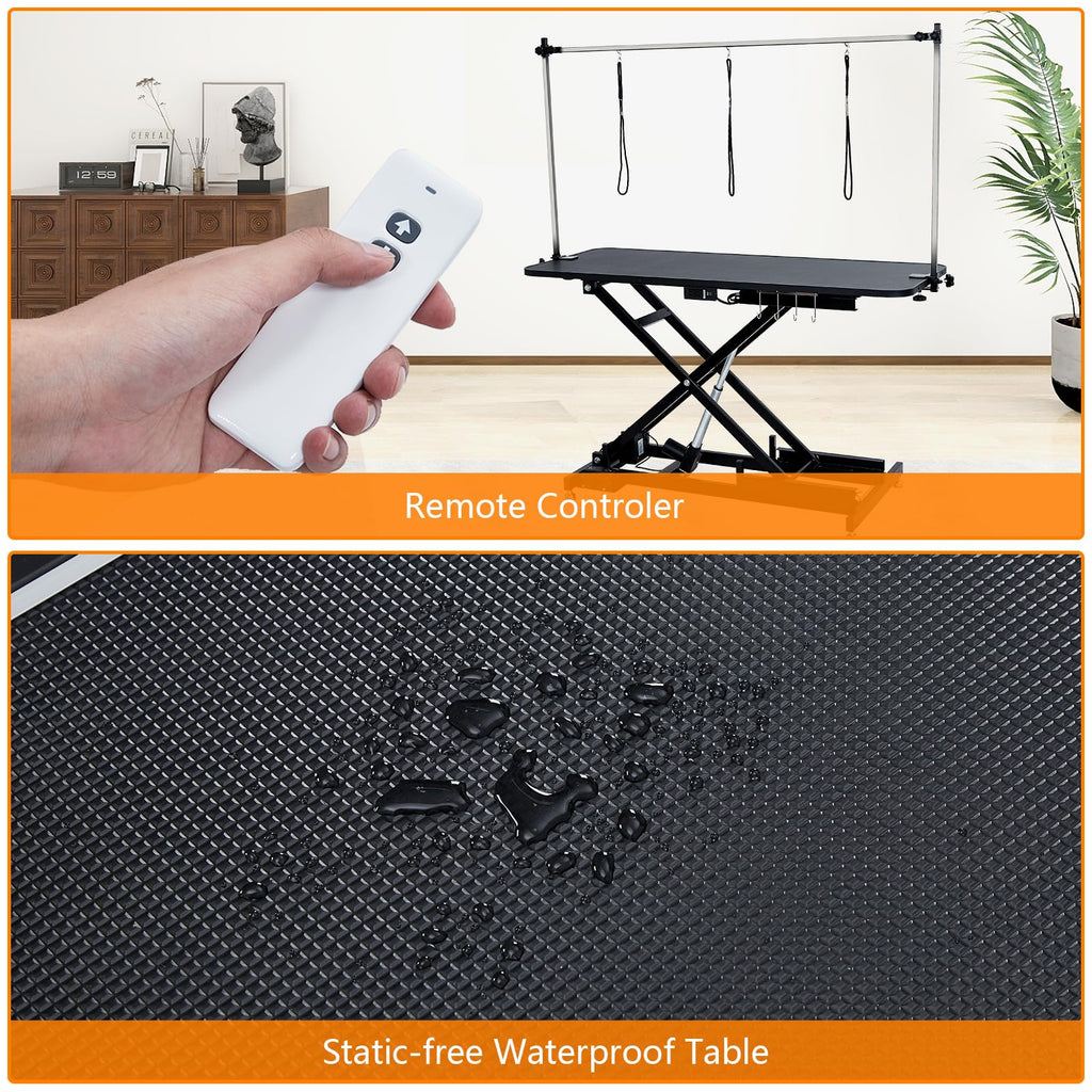 Garvee 60" Hydraulic Dog Grooming Table for Pet, Heavy Duty Structural Hydraulic Max Load 350Lbs Professional Pet Grooming Table with Adjustable Overhead Arm & Noose Height Range 9.4''-39.4''