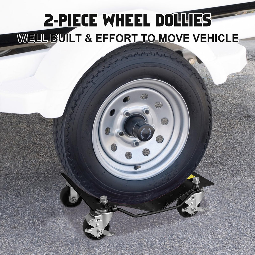 Garvee Black Car Wheel Dolly Set of 2 Heavy Duty Vehicle Dollies for Motorcycles Trucks Trailers 3000 LB Capacity