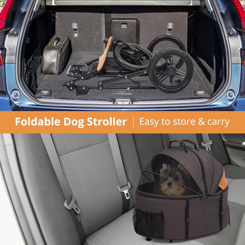 Garvee Multifunction Pet Travel System, Grey Orange, 3-in-1, Easy Fold