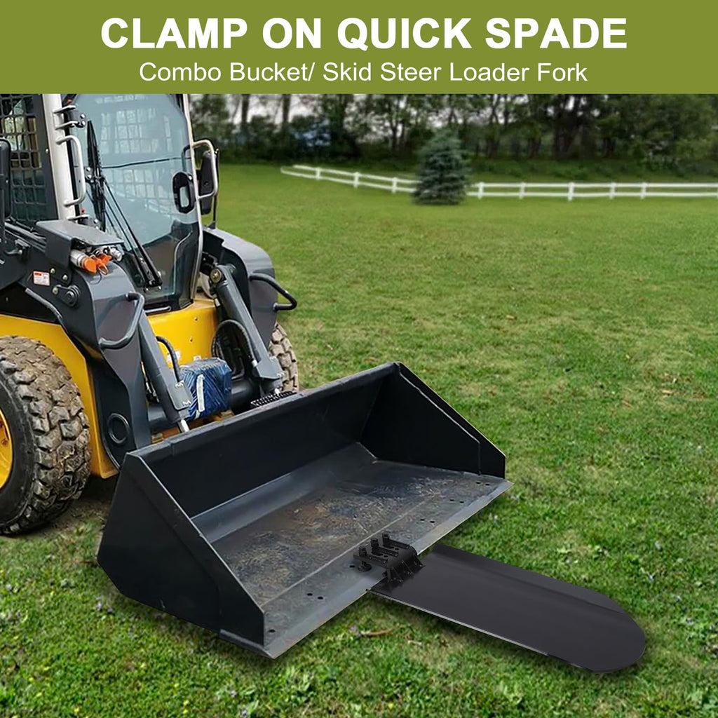 Garvee 46x19 Inch Clamp-On Spade: For Skid Steer, Tractor with Chain Hook