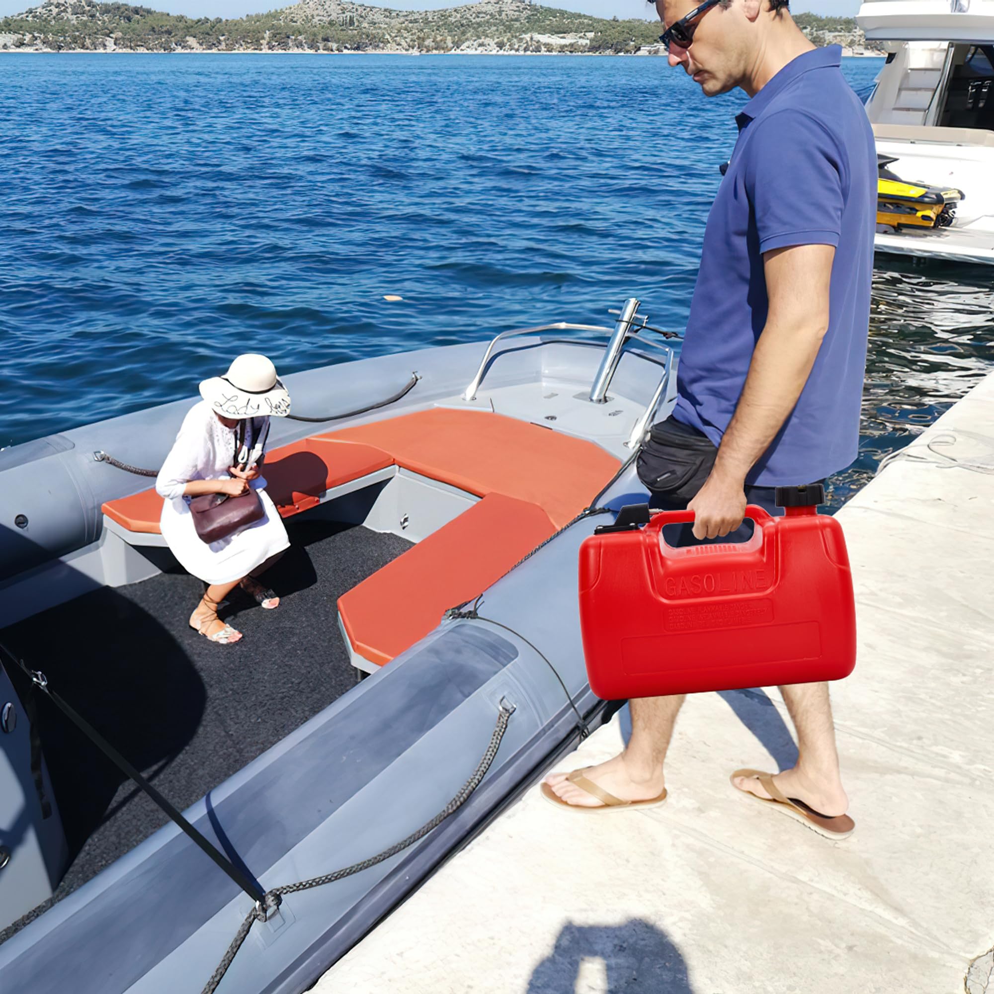Garvee 3 Gallon Marine Fuel Tank Durable Fuel Storage for Vessels and Marine Use Efficient Safe Design, Red
