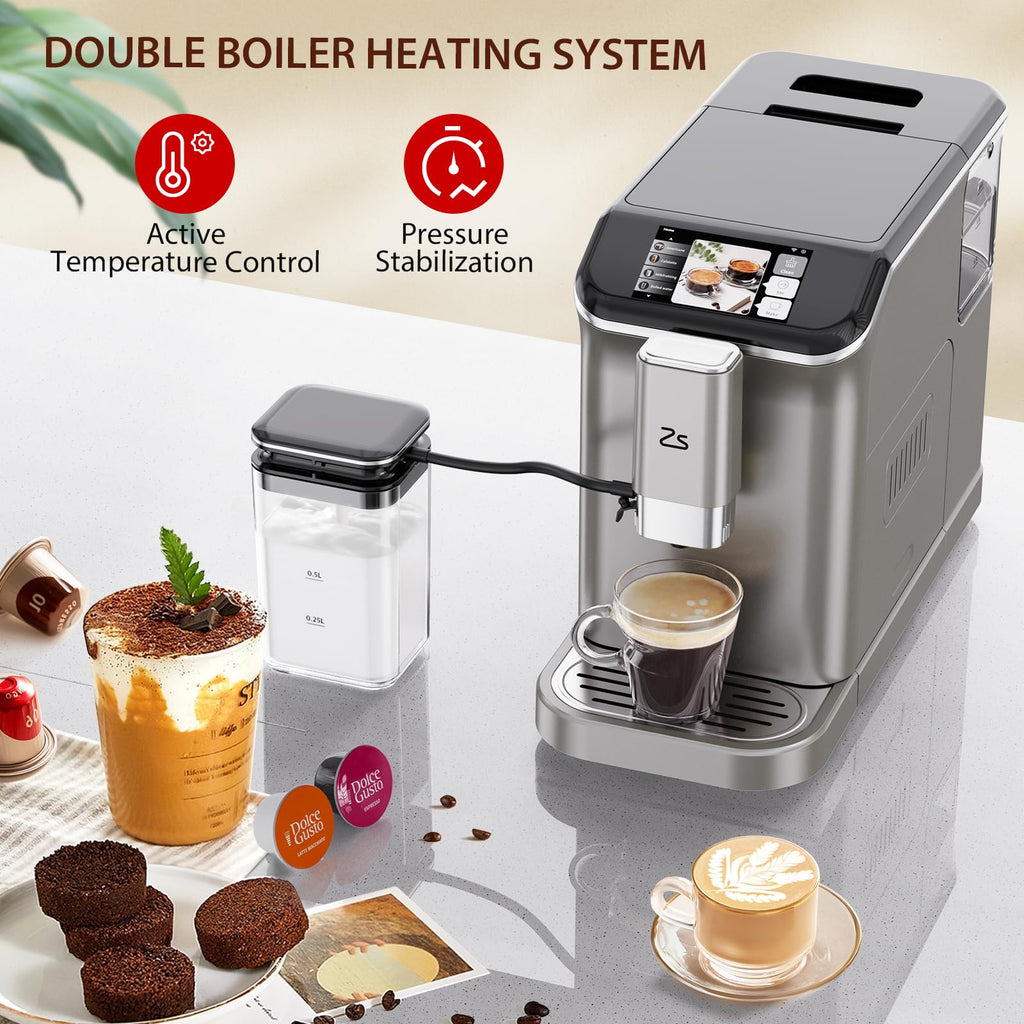 Garvee Fully Automatic Espresso Machine 20 Bar, 1350W Espresso and Cappuccino Machine with Automatic Milk Frother, Gift for Coffee Lover