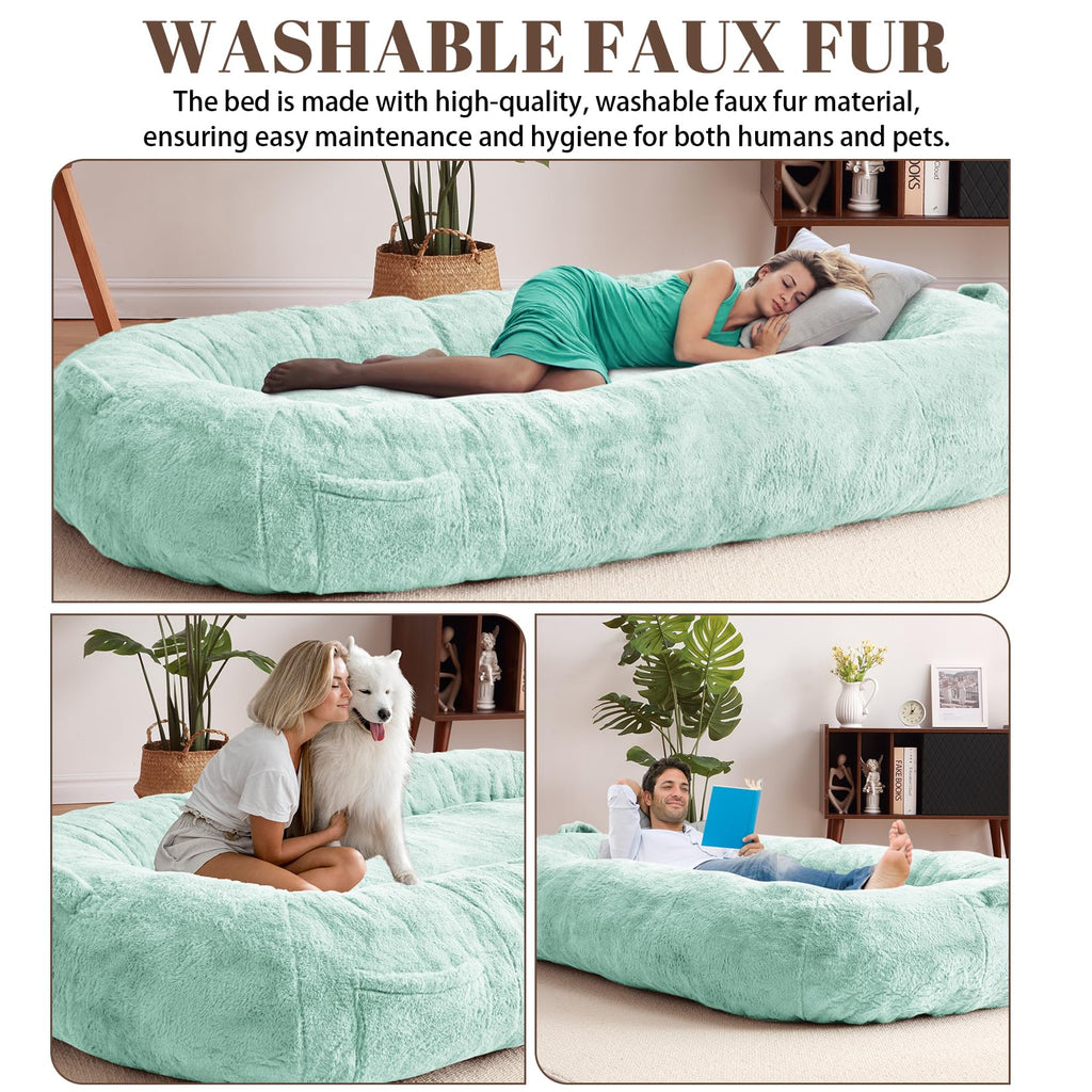 Garvee Giant Dog Bed for People, Washable & Plush Human Sized Dog Bed for Men and Women, Large Dog Bed Suitable for Adults, Anti-Slip Bean Bag for Large Dogs, Human-Sized Bed, 71"x43.3"x10"