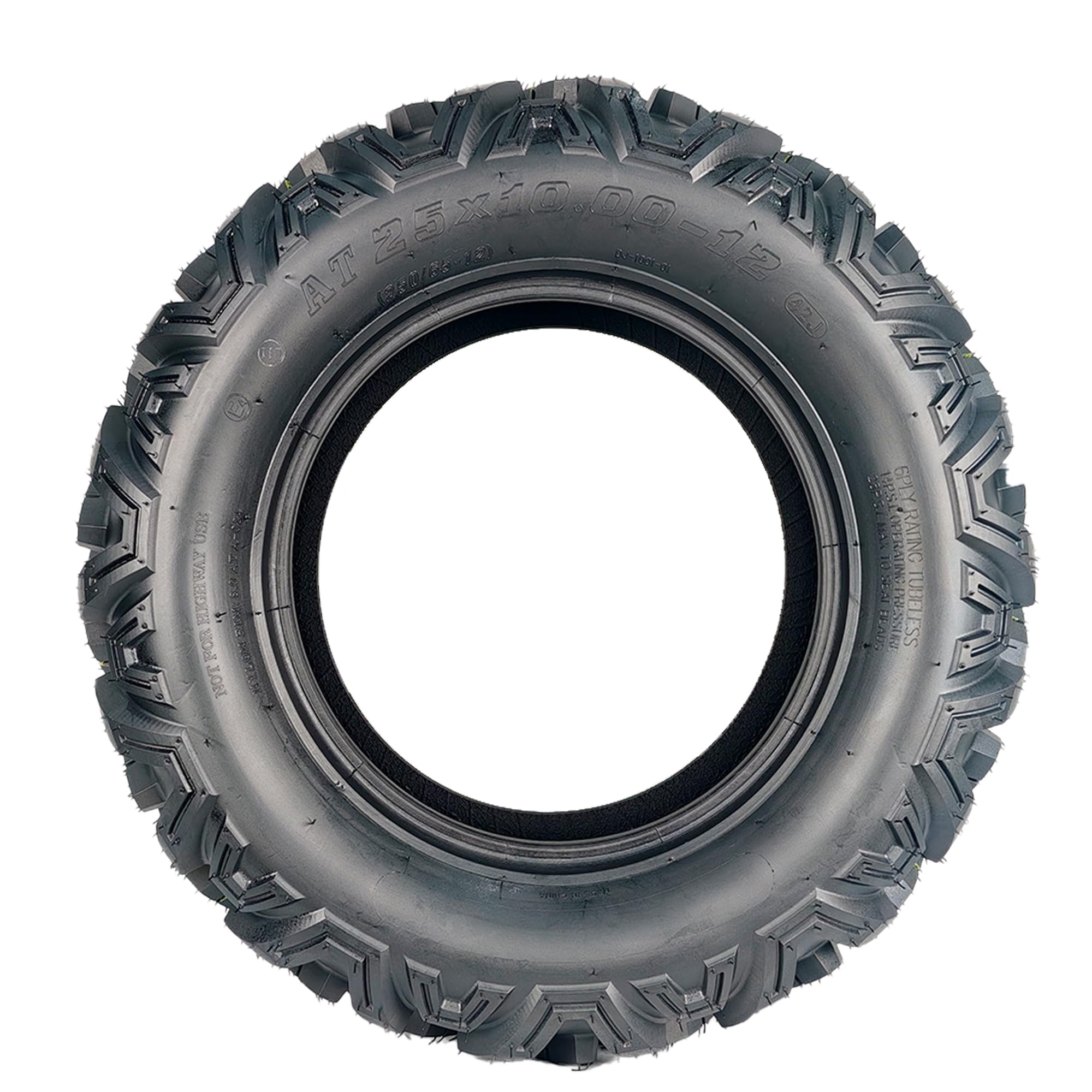 Garvee AT25x10-12 6PR All Terrain ATV Tires Tubeless Off Road 25x10x12 Black for Trail Sand Forest Mountain Desert