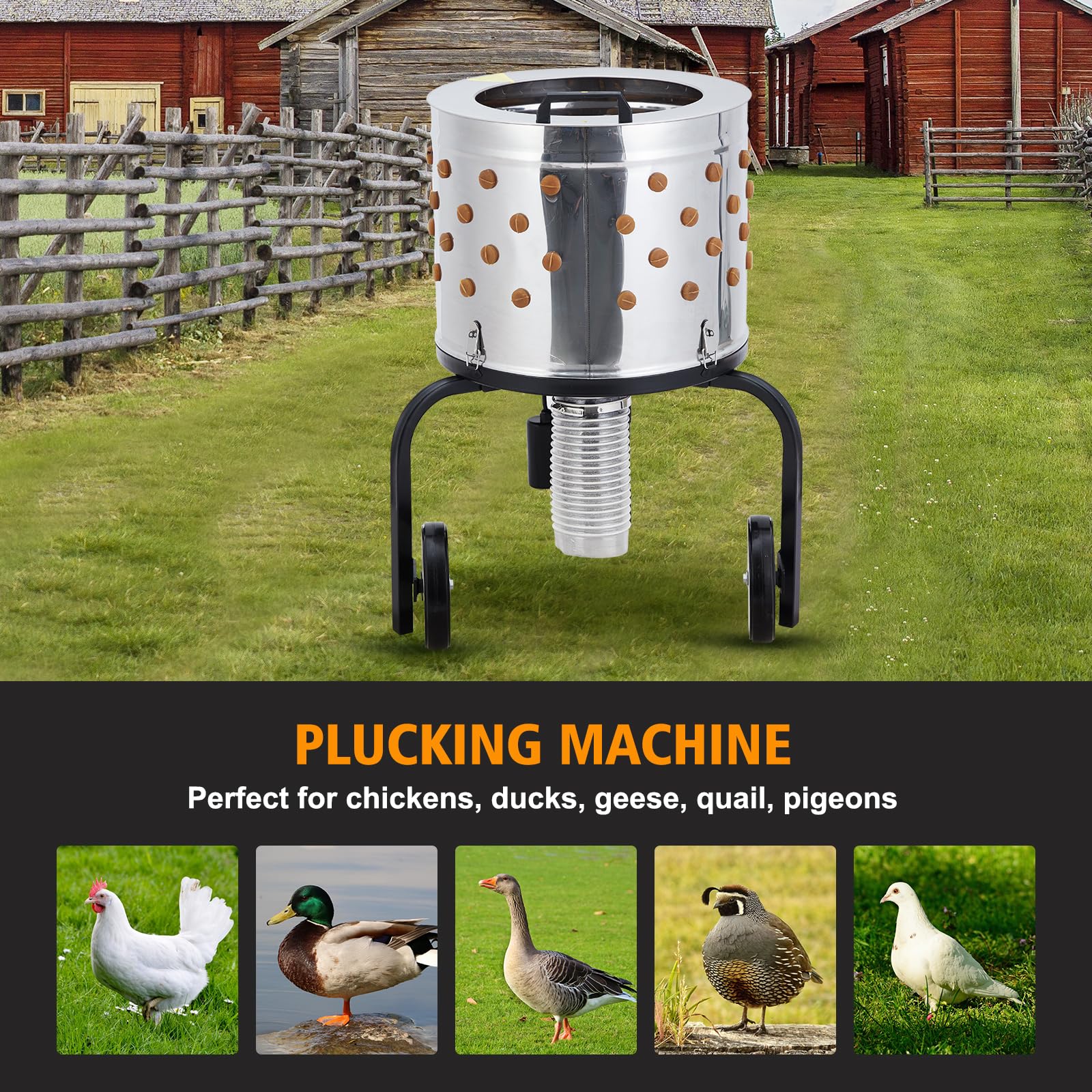 Garvee 20 Inch Chicken Plucker Machine, 550W Efficient Commercial Chicken Plucker, Poultry Plucking with 106 Soft Fingers, Suitable for Chickens, Ducks, Pigeons and Other Poultry