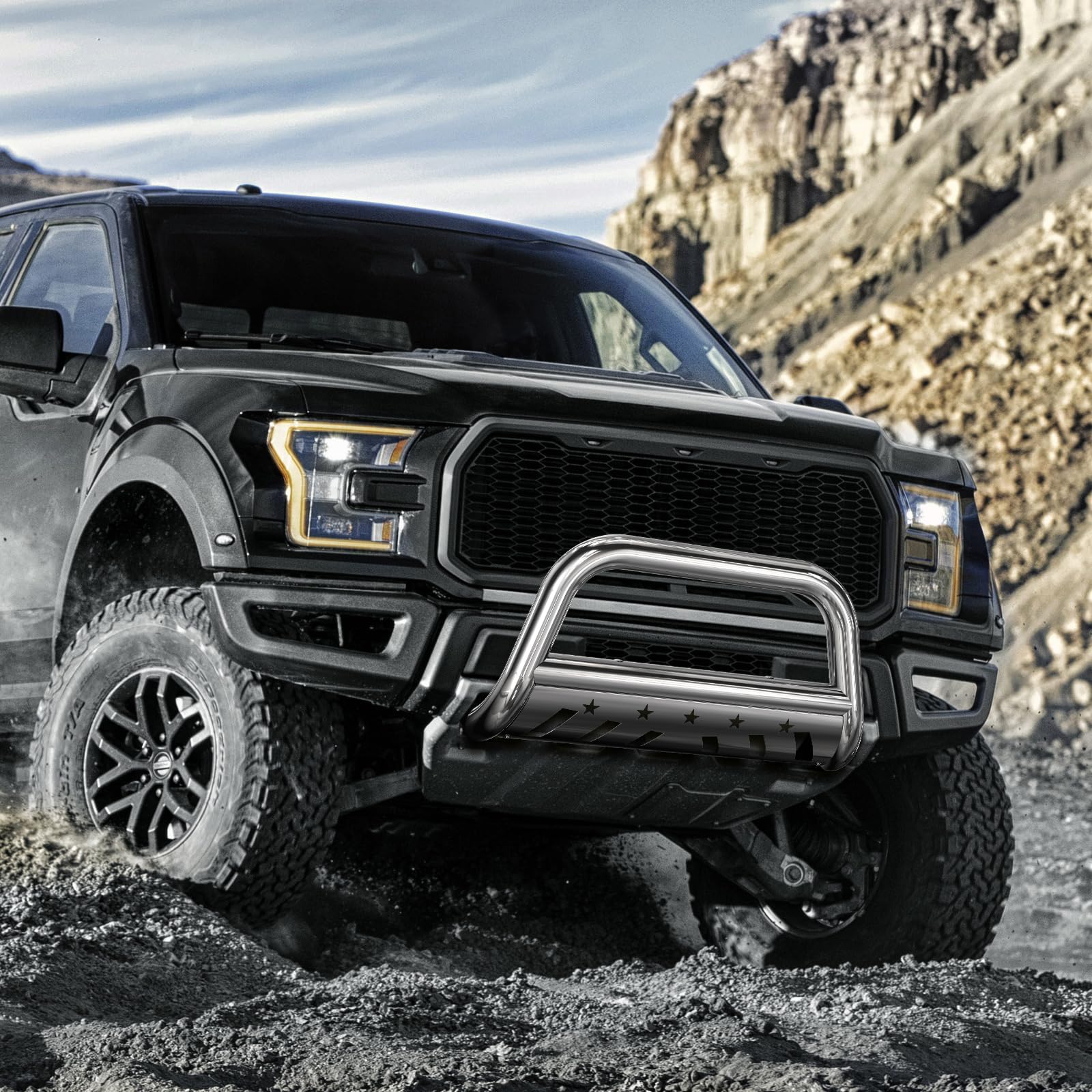 Garvee 2004-2022 Ford F-150 Bull Bar w/ Skid Plate, Front Grill Guard