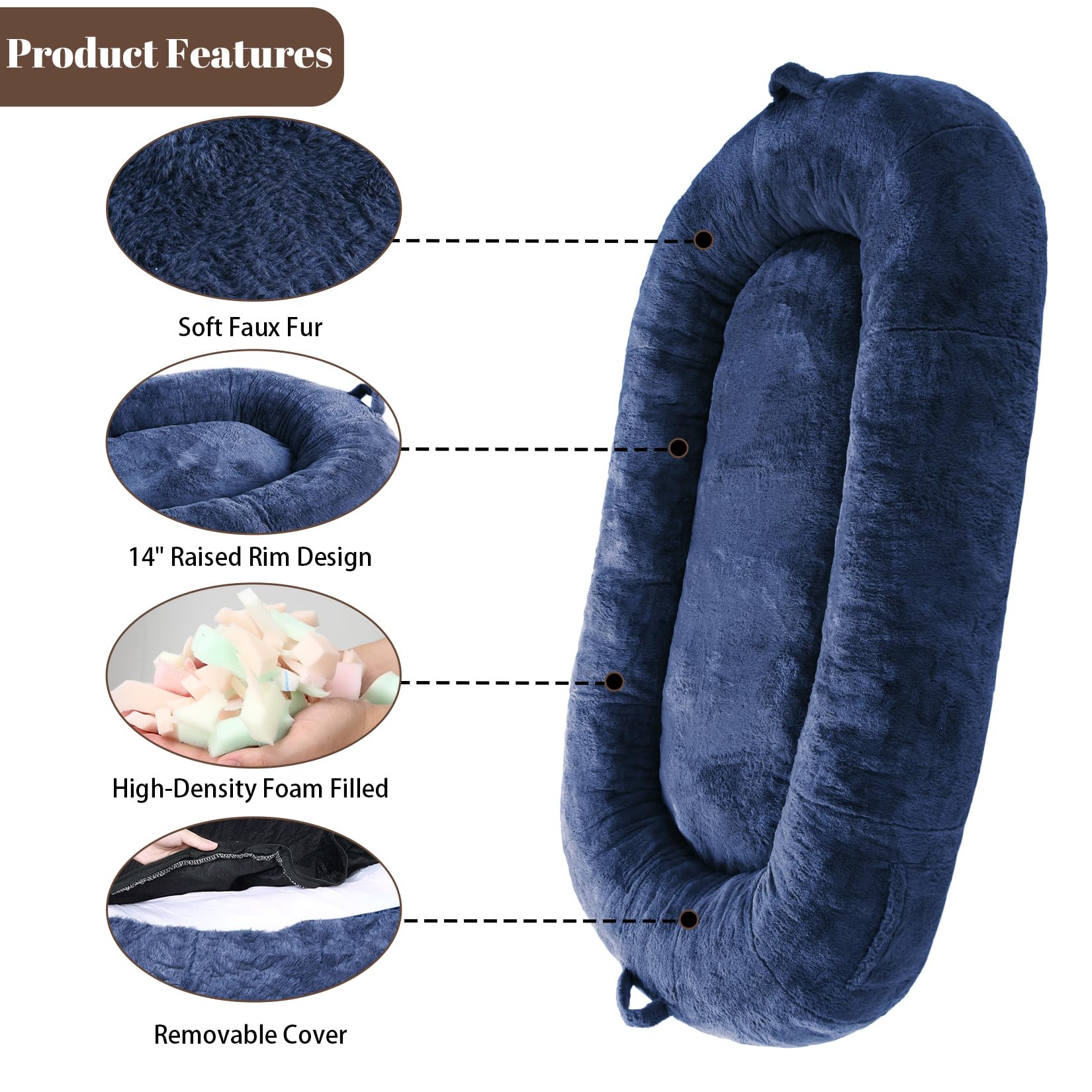 Garvee Giant Dog Bed for Men and Women, 75"x48"x14" - Washable & Plush Dog Bed for People, Suitable for Adults，Human-Sized Bed