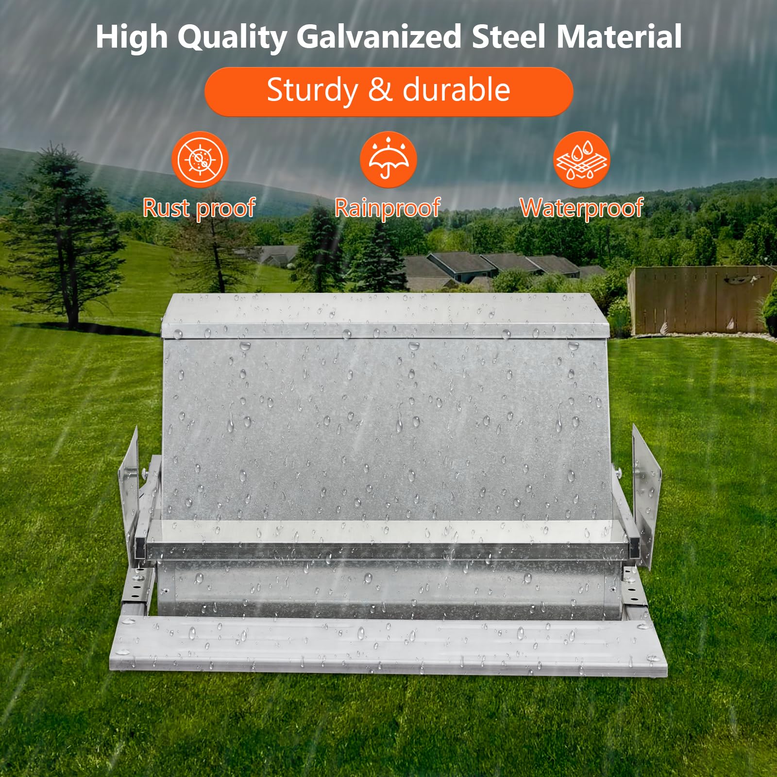 Garvee 27LBs Automatic Treadle Chicken Feeder, Galvanized Steel, Outdoor