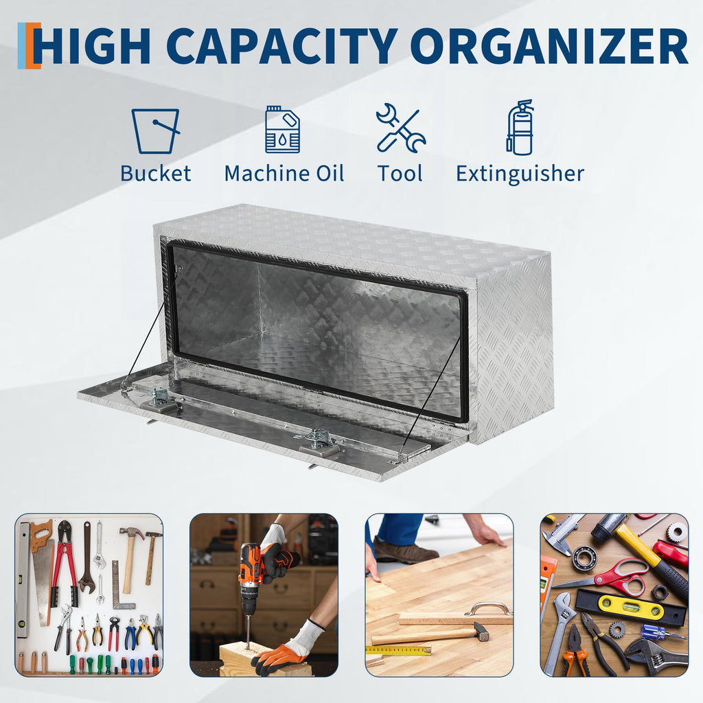 Garvee 36 Inch Heavy Duty Aluminum Tool Underbody Box, Waterproof Truck Storage Organizer Chest for Pick Up Truck Bed, 36" X 14" X 16", Silver