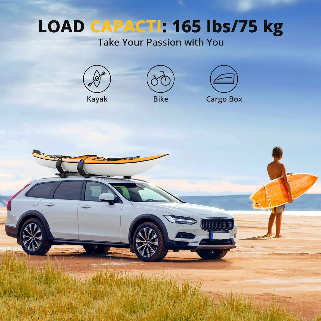 Garvee Roof Rack Cross Bars, 54" Universal Roof Bars for Most SUV Without Roof Side Rail, Crossbars for Rooftop Cargo Carrier, Luggage, Kayak, Bike, Snowboard