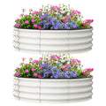 Garvee 2-Pack 4'x4'x1' Round Galvanized Raised Garden Beds - Heavy-Duty, Open Bottom Design Planters for Outdoor Flowers & Vegetables, White