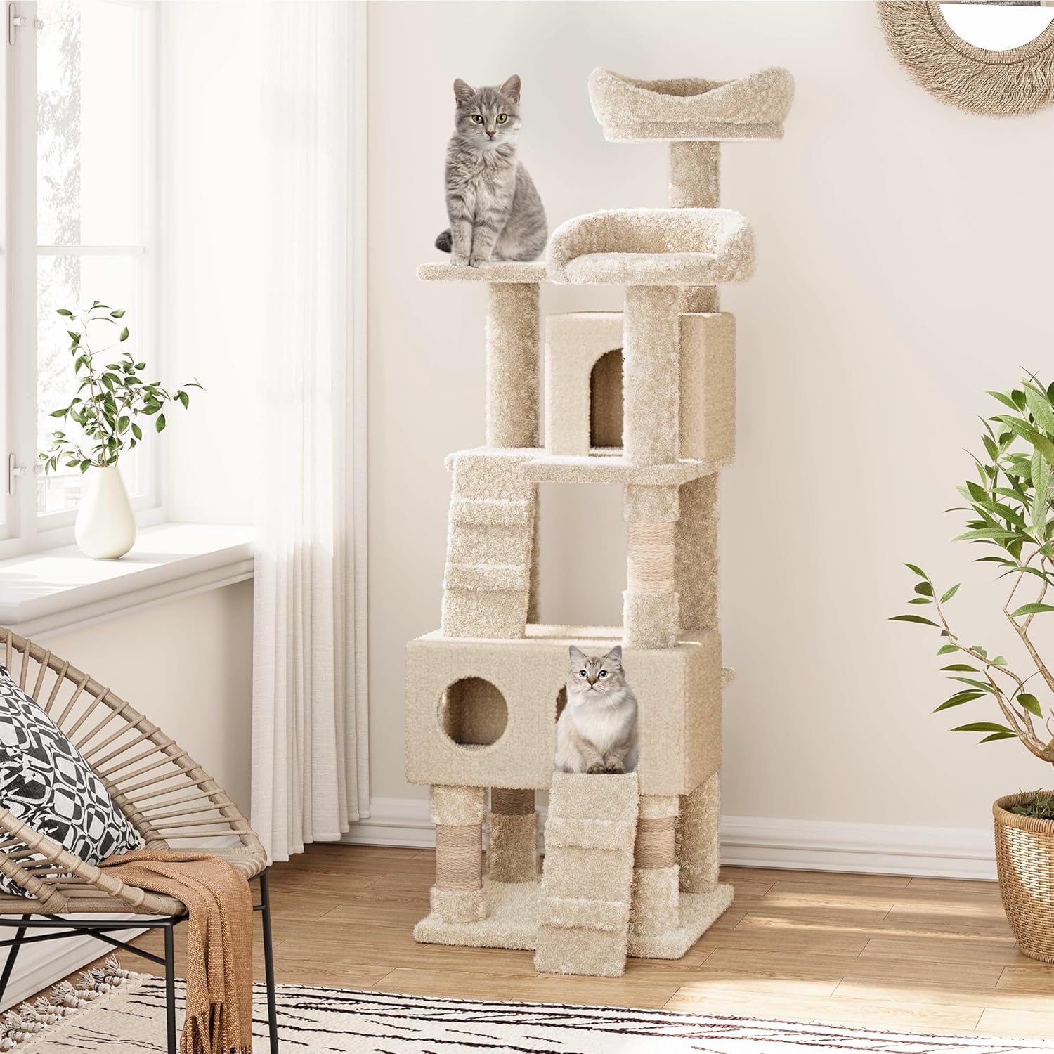 Garvee Cat Tree Tower, Multi-Level Cat Tower with Top Perch, Ladders, and Spacious Condo for Small and Large Cats