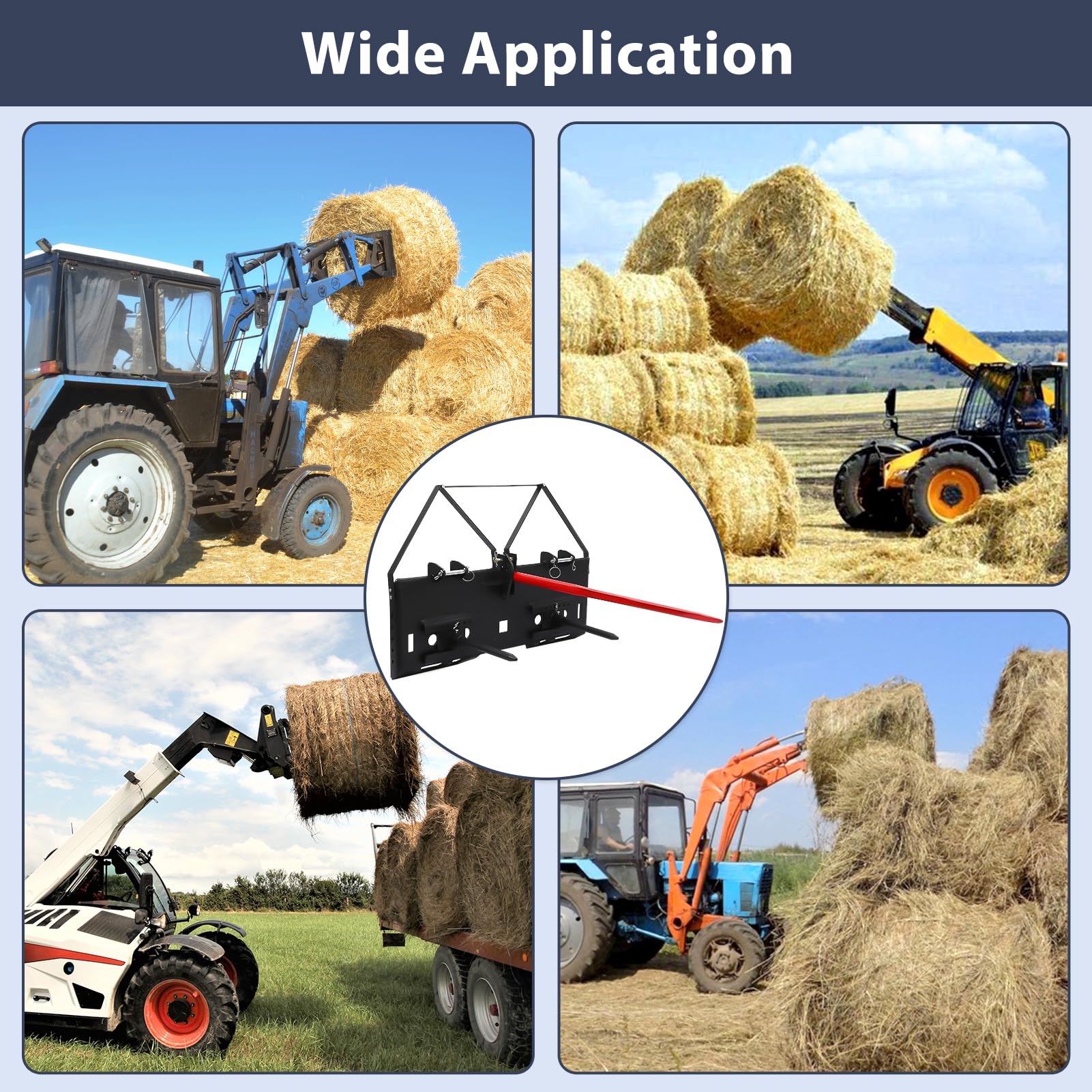 Garvee Hay Spear 39" Bale Spear 3600 lbs Capacity, Bale Spike Quick Attach Square Hay Bale Spears, Hay Handing Equipment Fit for Bobcat Tractors, Red Coated Bale Forks for Kubota Bobcat Tractor Loader