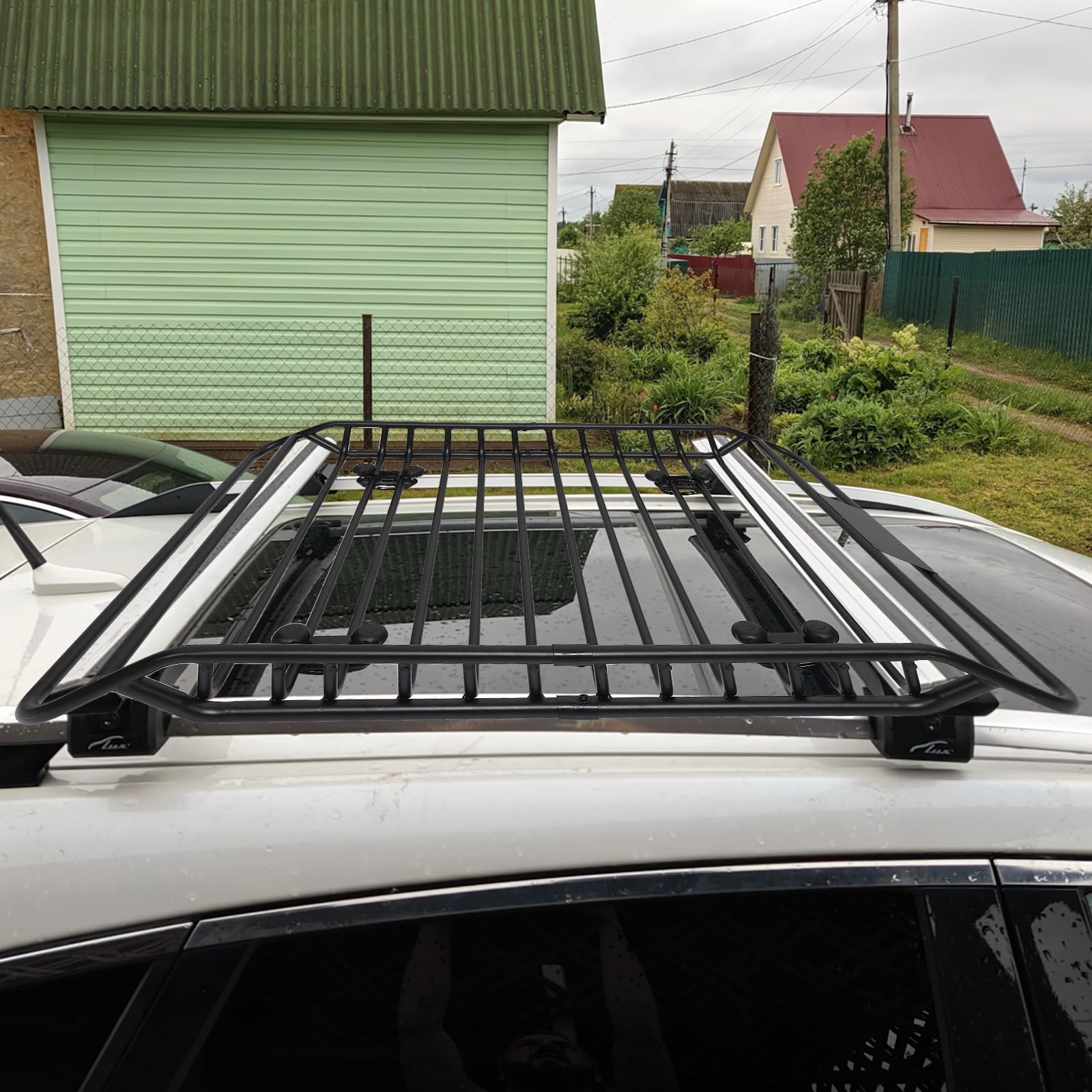 Garvee 50x38 Inch Roof Rack Basket, Heavy Duty Steel Universal Rooftop Cargo Carrier Basket, 220lbs Load Capacity Car Roof Basket for SUV Truck Cars