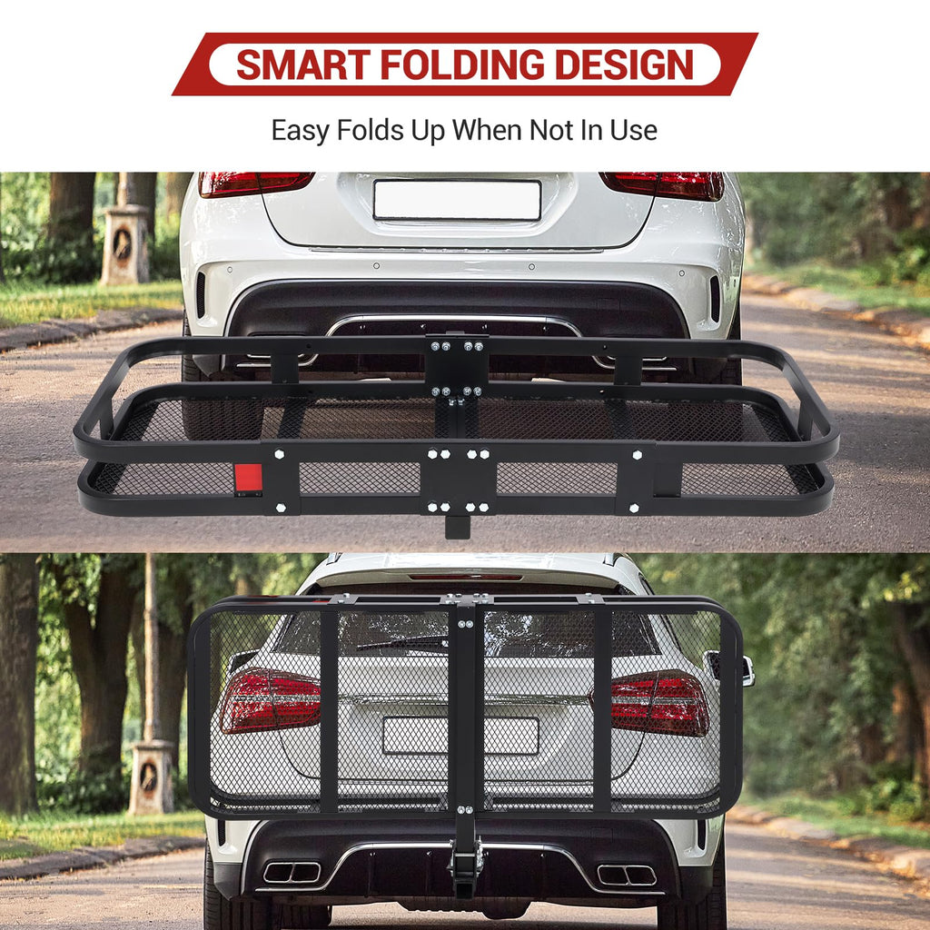 Garvee Hitch Mount Cargo Carrier Basket 60"x24"x6" Black Steel 500 Lbs Capacity for Cars and SUVs