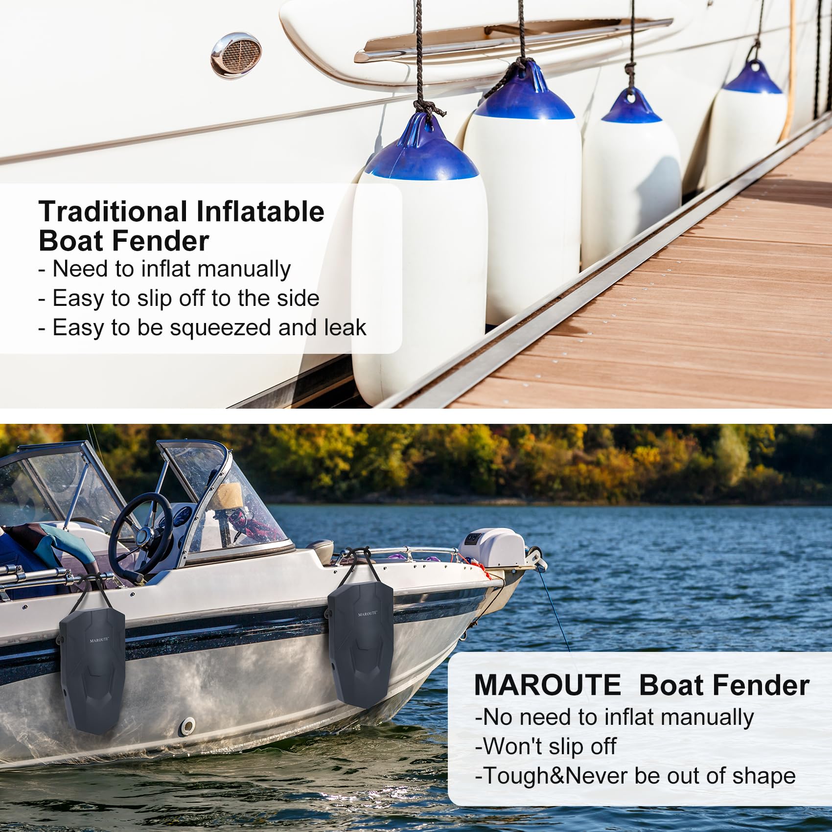 Garvee Boat Fenders UV-Resistant, Easy Install for Bass Boat, Jon Boat, Dock