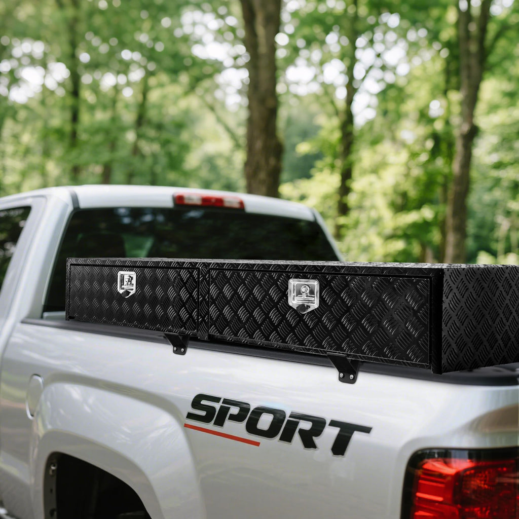 Garvee 72'' Truck Tool Box Heavy Duty Aluminum Storage Tool Box With Lock For Pickup Truck Bed RV Trailer, 72x16x13, Black