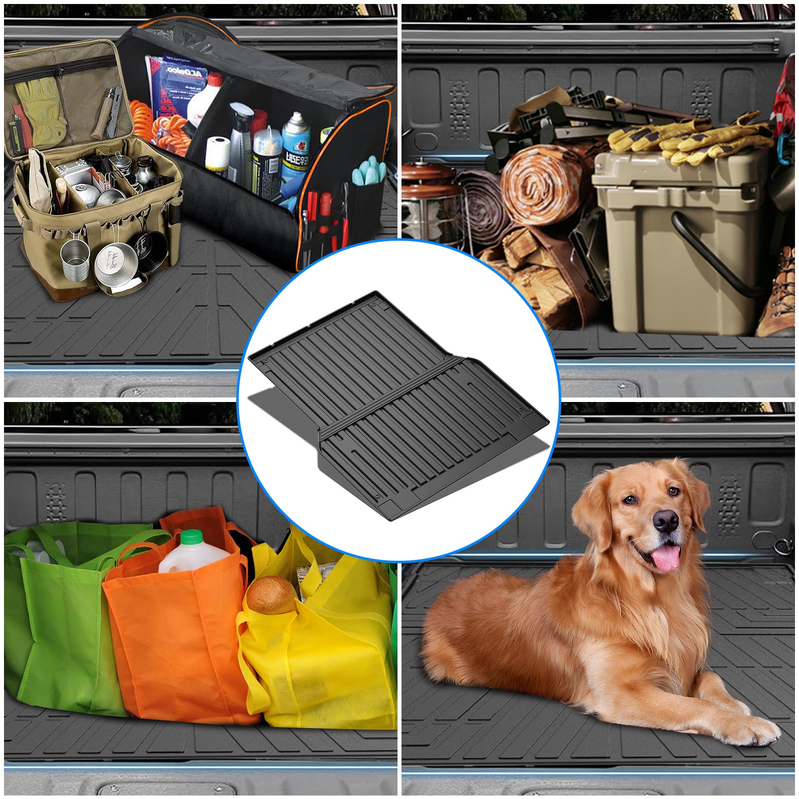 Garvee Truck Trunk Mat for Toyota Tacoma TRD Sport Double Cab 2005-2023, All-Weather Cargo Protector, Durable TPE Material, Easy Clean, Black