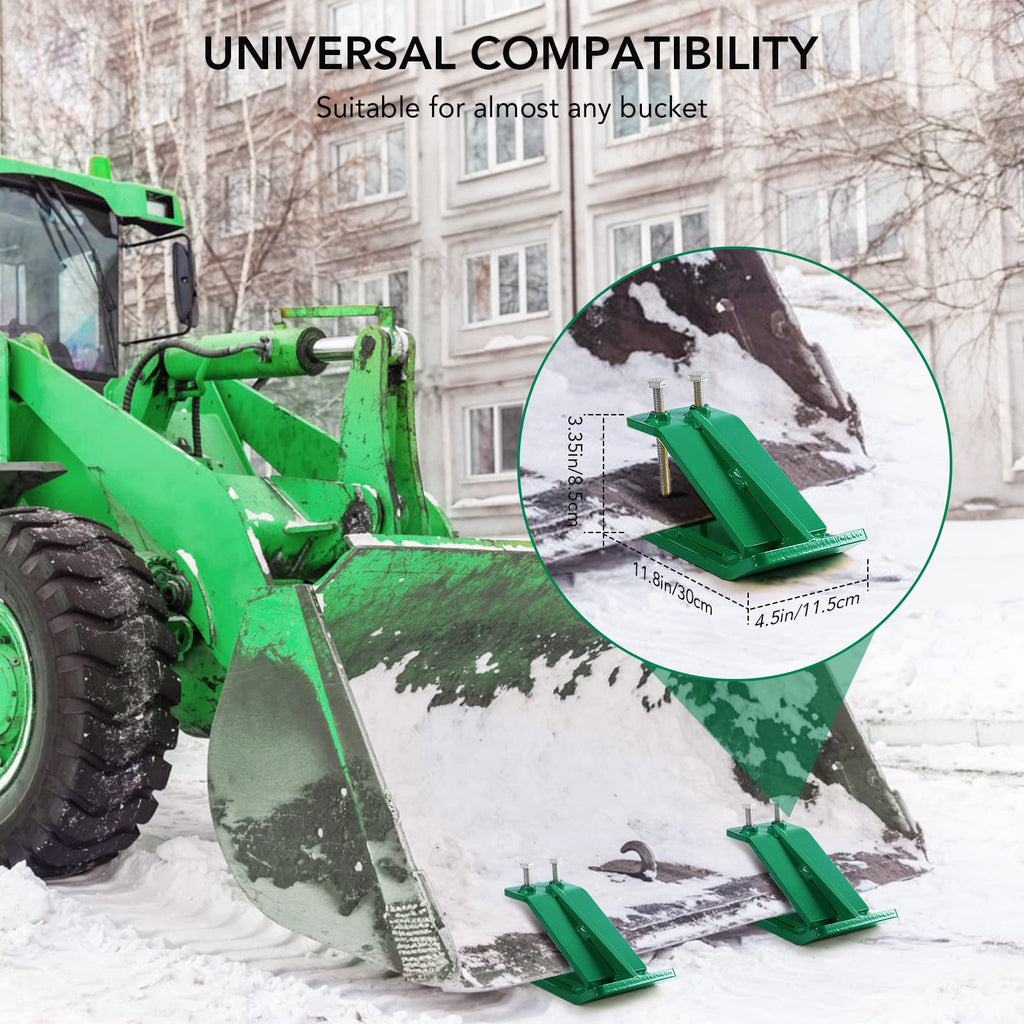 Garvee Tractor Bucket Protector, 3/8'' Thick Edge Tamers, Heavy-Duty Steel, 23.81lbs, Clears Snow & Gravel, Green, Universal Fit