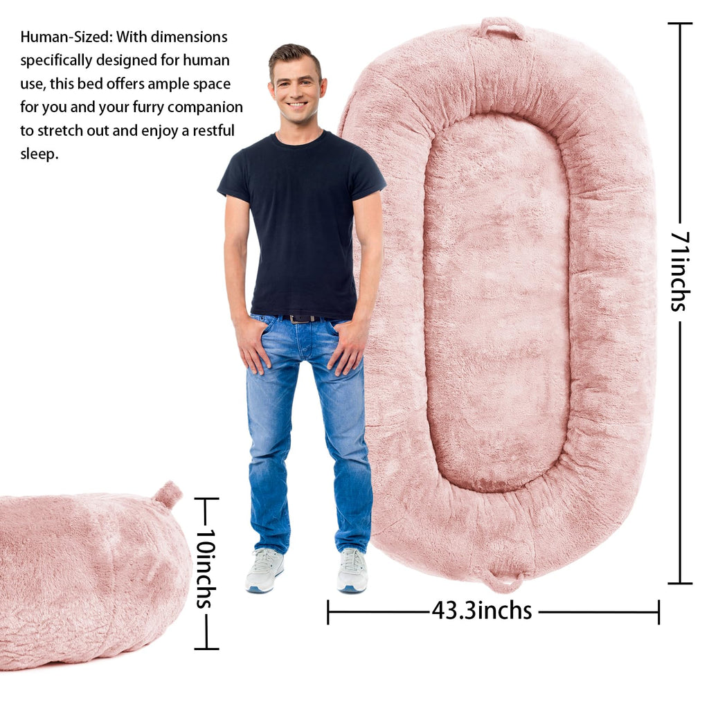 Garvee Giant Dog Bed for People, Washable & Plush Human Sized Dog Bed for Men and Women, Large Dog Bed Suitable for Adults, Anti-Slip Bean Bag for Large Dogs, Human-Sized Bed, 71"x43.3"x10"