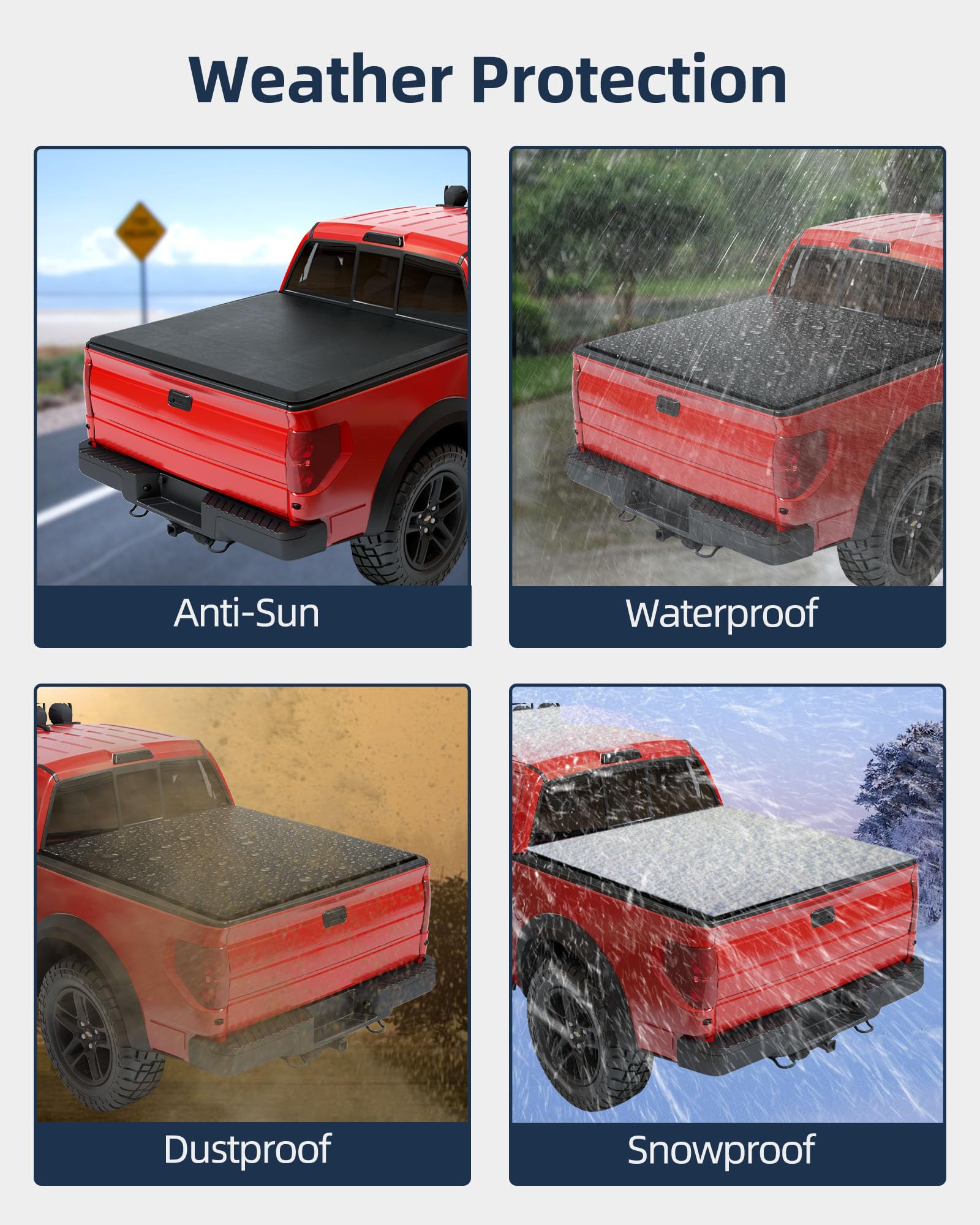 Garvee Soft Quad Fold Tonneau Cover for 2015-2025 Ford F150 5.5ft Bed