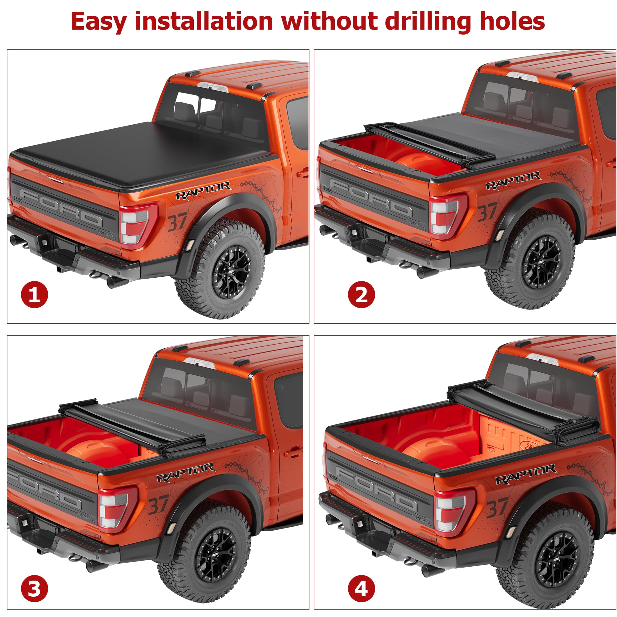 Garvee Soft Quad Fold Truck Bed Tonneau Cover for 2009-2014 Ford F-150 - 5.5ft Bed