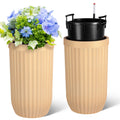 Garvee 23" Tall Self-Watering Planters Set of 2 with Water Level Monitor & Hidden Wheels - Ideal for Living Room, Office, Patio, Garden, Gold