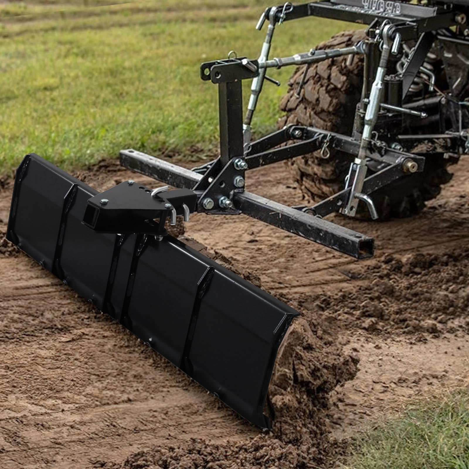 Garvee 42'' ATV/UTV Scrape Blade Implement, 3-Point Rear Grading Blade with 5 Adjustable Angles, 2'' Compatible Receivers Tow Behind Box Scraper for Grading Gravel, Landscaping, Pushing Snow