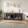 Garvee Dog Crate Furniture 83'' Indoor Dog Kennel with 4 Lockable Doors and 2 Drawers for Medium and Large Dogs, Black, Multi-Functional