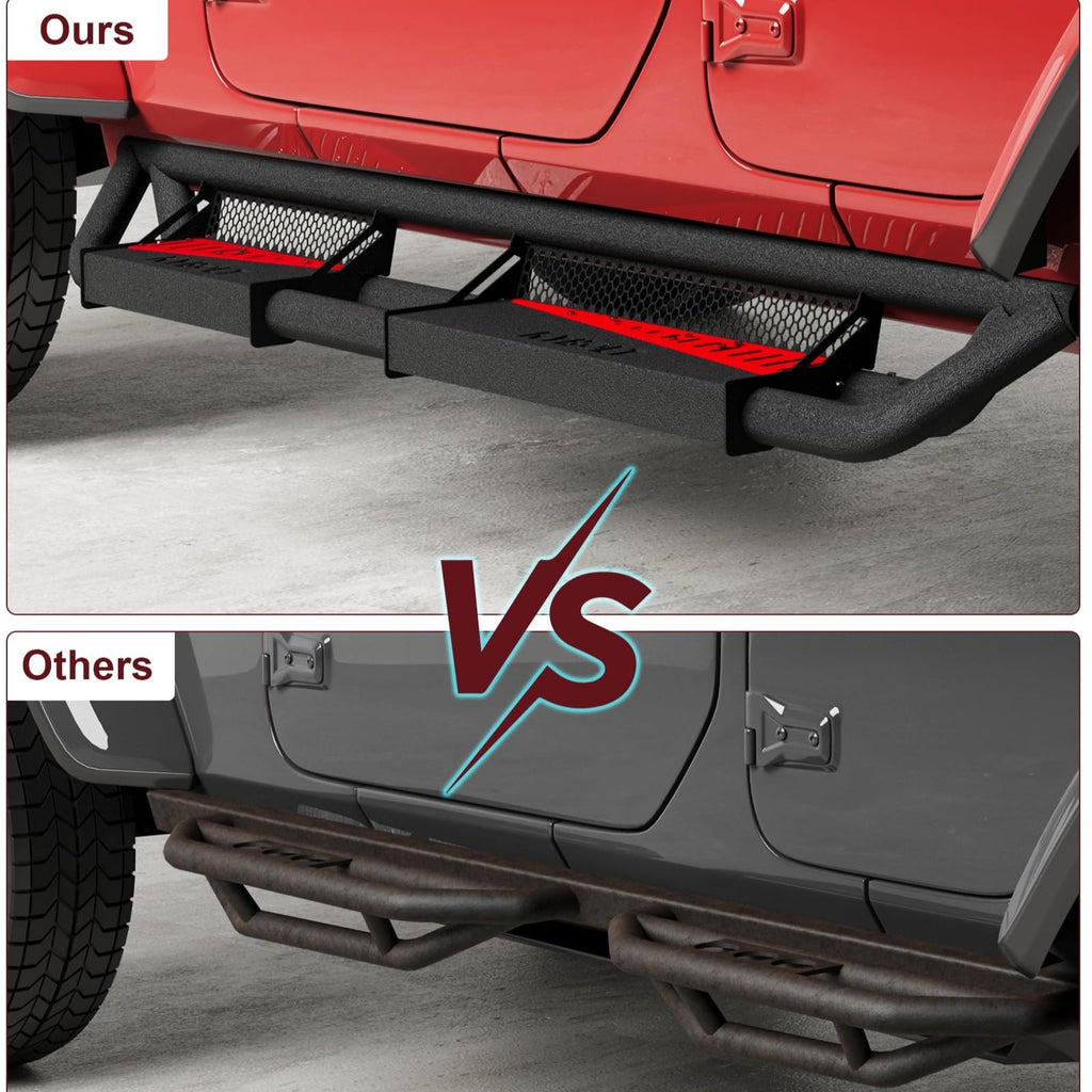 Garvee Running Boards Compatible with 2007-2018 Jeep Wrangler JK 4 Doors, 2007-2018 Rocker Bars for Jeep Wrangler JK,6 inch Steel Side Steps Nerf Bars for Jeep JK Body Protection
