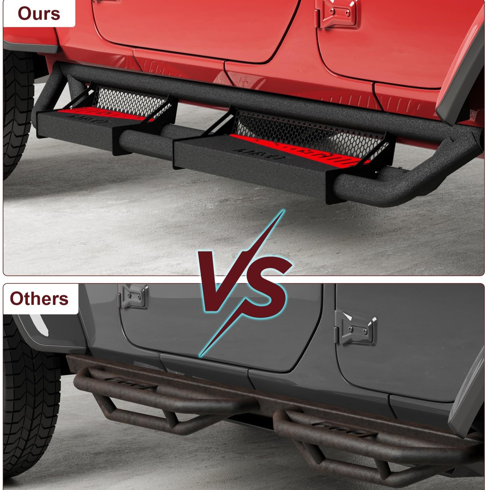 Garvee Running Boards Compatible with 2007-2018 Jeep Wrangler JK 4 Doors, 2007-2018 Rocker Bars for Jeep Wrangler JK,6 inch Steel Side Steps Nerf Bars for Jeep JK Body Protection