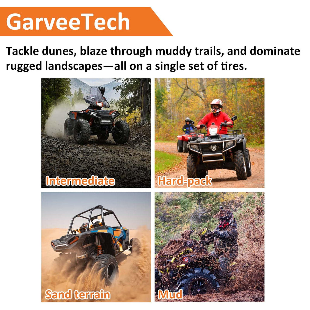 Garvee Set of 2 UTV/ATV Tires 27x8-12 6PR Tubeless All-Terrain Tire Heavy Duty Puncture Resistant Off-Road Rock Sand Street Use, Black