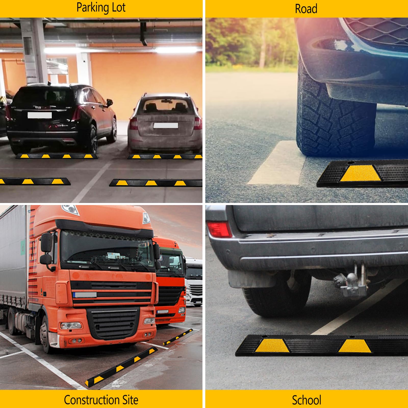 Garvee Curb Parking Garage Floor Stopper - 72 Inch Extra Wide Heavy Duty Rubber Parking Lot Stopper, for Vehicles Truck Driveway, Protect Pumpers from Cars Trucks（1PC）