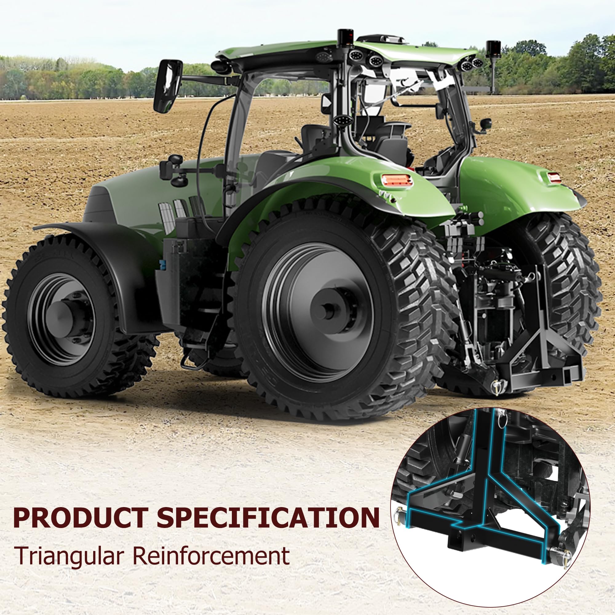 Garvee 3 Point Quick Hitch Receiver,2" Receiver Quick Hitch Compatible Category 1 Tractor,Heavy Duty 3 Point Hitch Farm Equipment and Subcompact Trailer Hitch Attachments
