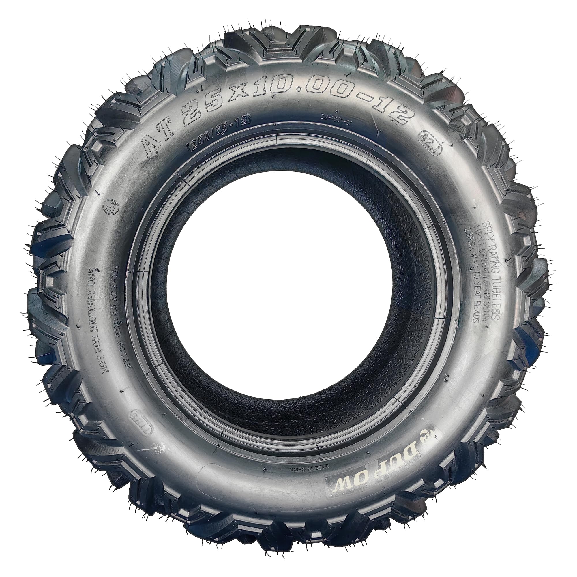 Garvee 25x10-12 ATV UTV Tires 6PR All-Terrain Heavy Duty Tubeless for Trail Mud Rock 25x10-12 12 Rim Black