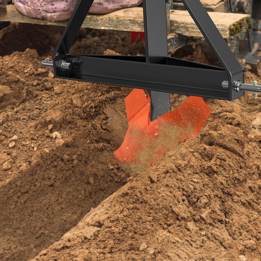 Garvee Heavy Duty Middle Buster Plow for 3-Point Hitch Tractors, Durable Steel Soil Tiller for Farming and Gardening Orange