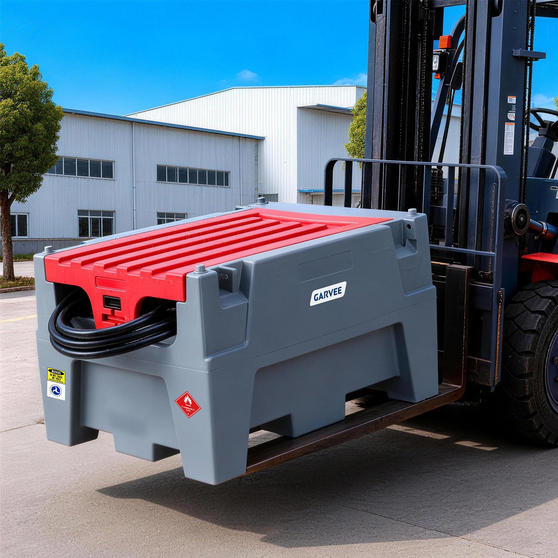 Garvee Portable Diesel Tank 60 Gallon Capacity With 12V Electric Transfer Pump And 13.1ft Rubber Hose For Easy Fuel Transportation, Red