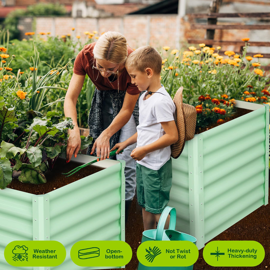 Garvee 8' X 4' X 2' Galvanized Raised Garden Bed, Outdoor Rectangular Metal Planter for Vegetables, Flowers & Herbs, Green
