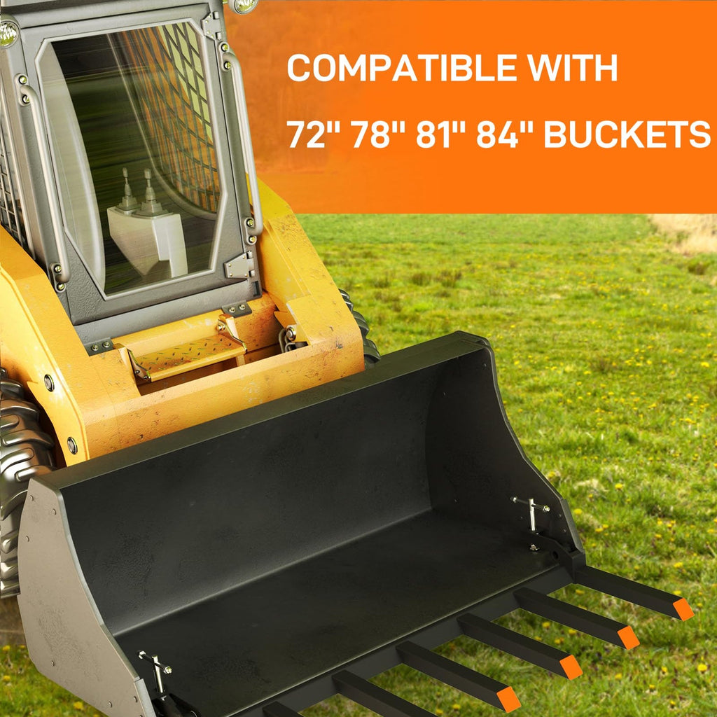Garvee 68” Clamp on Debris Forks for Tractor Bucket, Heavy Duty 5500lbs Clamp on Pallet Forks Bucket, Efficient Clean-up, Quick Attach Pallet Forks for Loader Bucket Skid-steer Tractor